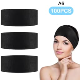 10/50/100pcs Disposable Headbands Spa Salon Facial Headband Black White Pink Elastic Adjustable Magic Tape Skincare Accessory