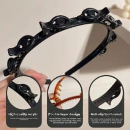 Adjustable Headband with Clips with 8 Clips Double Bangs Multi Layer Toothed Braid Tool Hoop Design Bangs Hairstyle Hairpin