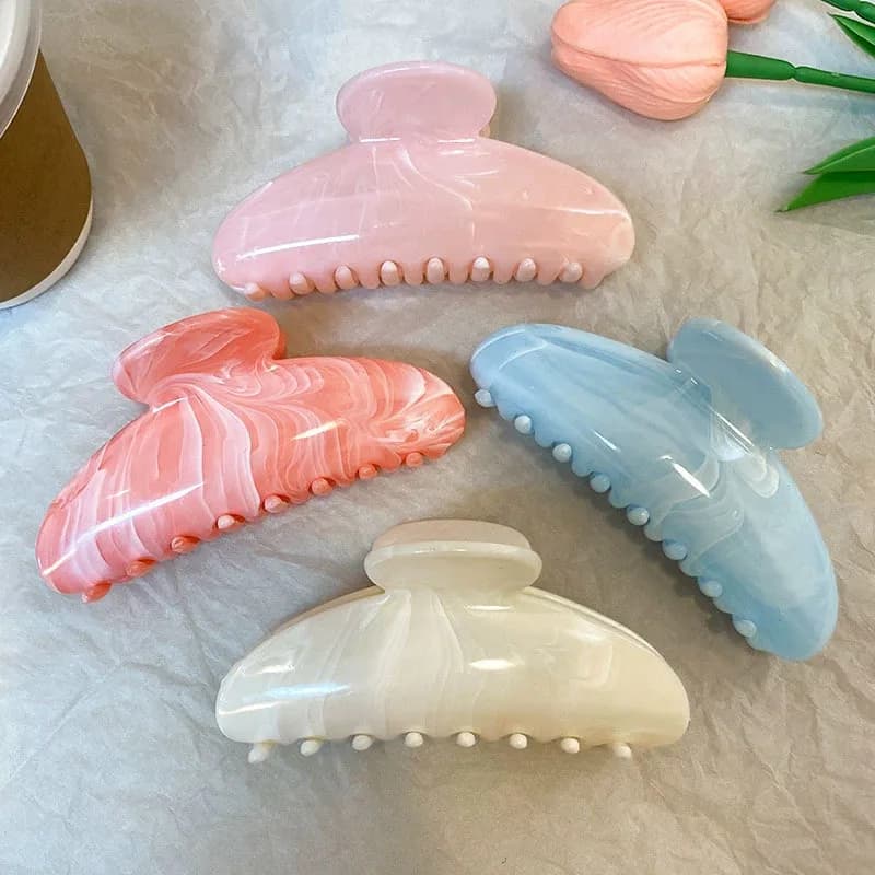 1pc Water-ink Texture High-end Feeling Ponytail Claw Clip Back of Head Clip for Women Large Size for Thick Hair Shark Clip