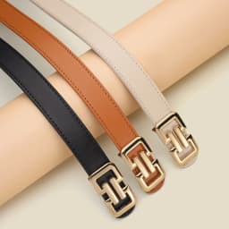 1-3pcs Simple Retro Color PU Belt Paired With Women's Dress Wide-leg Pants Belt Fashionable Smooth Buckle Belt Design