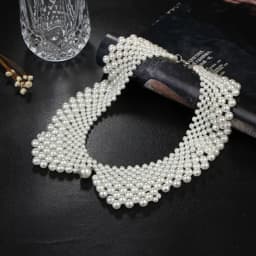 Beautiful New 1 Pcs Pearl Bow Pearl Collar Necklace Hand Woven Pearl Necklace Clothing Accessories Women's Creative Gifts