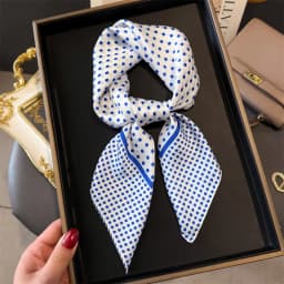 Luxury Brand 2025 Dot Print Square Silk Scarf for Women Hijab Hair Bands 70cm Neckerchief Female Satin Shawl Ribbon Headband