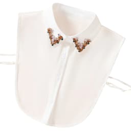 Hand-sewn Glass Diamond Fake Collar with Chiffon Pointed Collar