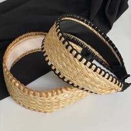 1PC Vacation-style Straw Woven Wide-brimmed Headband - Bohemian Head for Seaside Photos, Stylish and Versatile Hair Clip/Hair Ac
