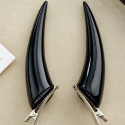 2PCS Dark Gothic Devil Horn Edge Plier Hair Halloween Costume Cartoon Black Hair Accessories Hair Clips Casual