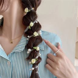1/3Pcs Rose Pearl Telephone Wire Hair Scrunchie Flower Hair Clip Hair Tie, High-End Women Hair Accessory