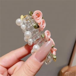 1/3Pcs Rose Pearl Telephone Wire Hair Scrunchie Flower Hair Clip Hair Tie, High-End Women Hair Accessory
