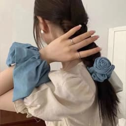 Rose Flower Denim Hair Scrunchies Elastic Hair Bands Women Girls Blue Ponytail Holder Hair Ties Ropes Hair Accessories