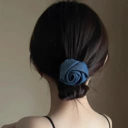 Rose Flower Denim Hair Scrunchies Elastic Hair Bands Women Girls Blue Ponytail Holder Hair Ties Ropes Hair Accessories