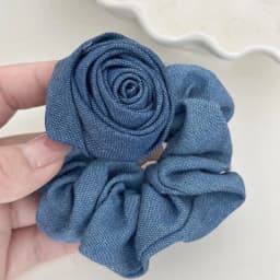 Rose Flower Denim Hair Scrunchies Elastic Hair Bands Women Girls Blue Ponytail Holder Hair Ties Ropes Hair Accessories
