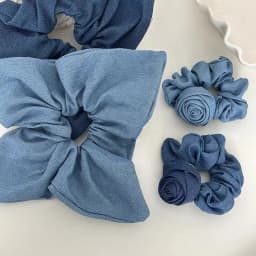 Rose Flower Denim Hair Scrunchies Elastic Hair Bands Women Girls Blue Ponytail Holder Hair Ties Ropes Hair Accessories