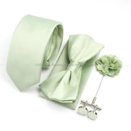 Hot Sale Bowtie Cufflink Brooch Tie Set Polyester Purple Blue Sage Green Necktie For Groom Suit Wedding Cravat Shirt Accessory