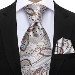Men's 2pcs Paisley Tie Set Luxury Wedding Blue Brown Grey Necktie Handky Gift For Men Fashion Designer Business Party Tie Gift