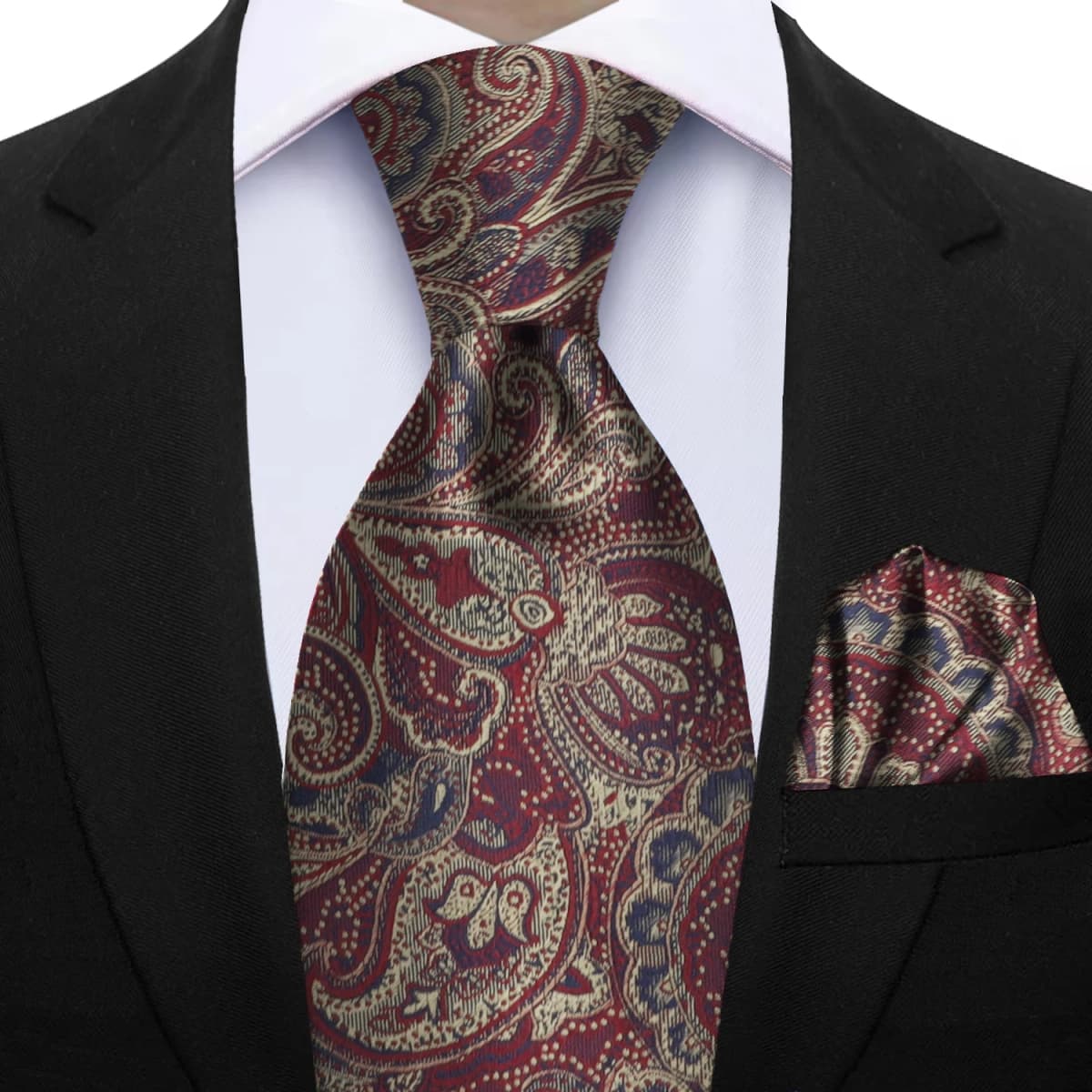 Men's 2pcs Paisley Tie Set Luxury Wedding Blue Brown Grey Necktie Handky Gift For Men Fashion Designer Business Party Tie Gift