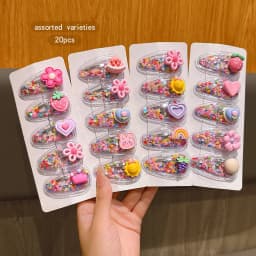 20 styles of random cartoon pink BB clips suitable for daily use as hair accessories