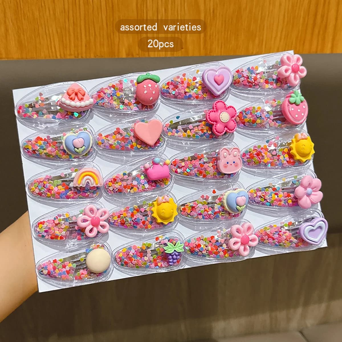 20 styles of random cartoon pink BB clips suitable for daily use as hair accessories