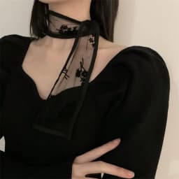 Y2k Sweet Flower Lace Neck Strap Dressing Decoration Korean Style Hair Band Neckerchief Transparent Long Ribbon Head Scarf