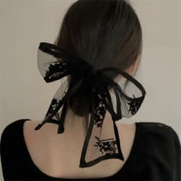 Y2k Sweet Flower Lace Neck Strap Dressing Decoration Korean Style Hair Band Neckerchief Transparent Long Ribbon Head Scarf