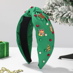 1pc Christmas Headband with Snowflake and Pearl, High Crown Retro Headband for Women, Wide Edge Hair Clip, Hair Accessory Headba