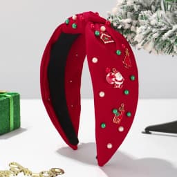 1pc Christmas Headband with Snowflake and Pearl, High Crown Retro Headband for Women, Wide Edge Hair Clip, Hair Accessory Headba