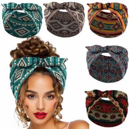 Widening Bohemian Style Printed Front Knot Rabbit Ear Elastic Headband