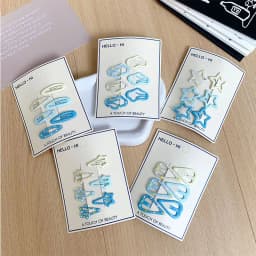 Ocean Blue Bobby Pins Set For Kids 2.5cm Tiny Alloy Hair Clips Dot Design Star Bowknot Heart Shape Side Hair Pins Grip No damage