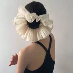 1pc Extra Large Pleated Double-Layer High-End Scrunchie, Elegant Fashion Hair Tie Suitable For Daily Commute, Casual, Romantic,