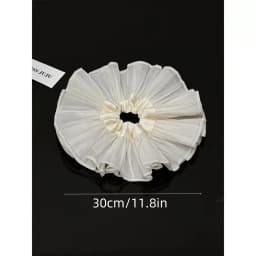 1pc Extra Large Pleated Double-Layer High-End Scrunchie, Elegant Fashion Hair Tie Suitable For Daily Commute, Casual, Romantic,