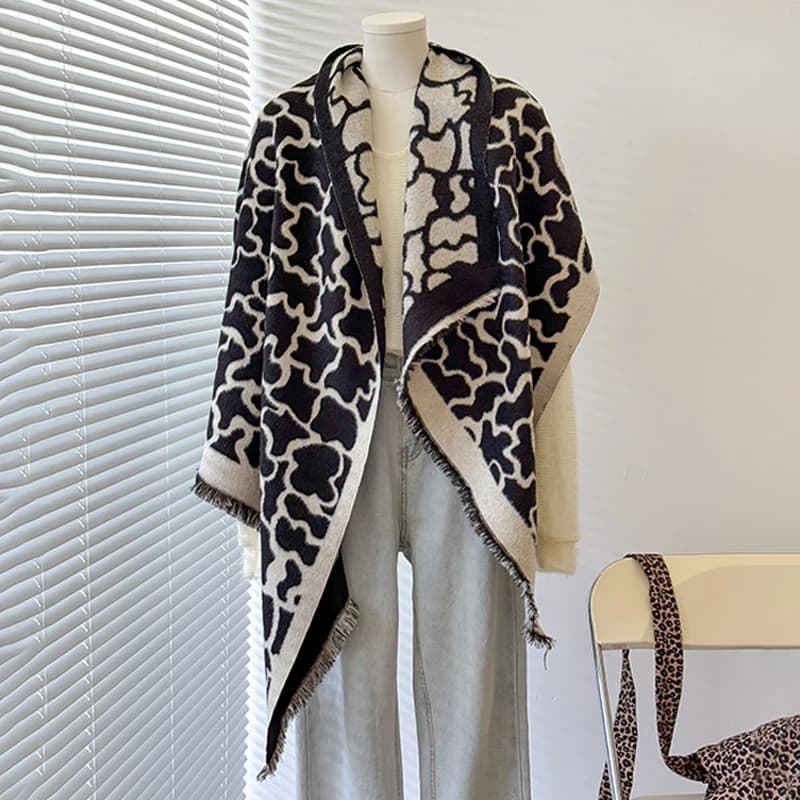 2025 New Design Women's Winter Cashmere Scarf - Elegant Warm Leopard Print Pashmina Shawl, Poncho & Bufanda