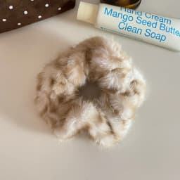 1pc Autumn and Winter Retro Fashion Leopard Print Fuzzy Hair Scrunchie High Elastic Plush Large Hair Tie for Women