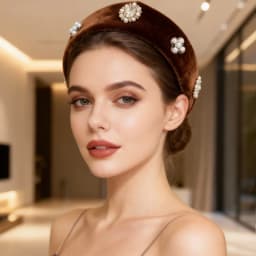 1pc European and American Velvet Headband for Women,Hairbands with Diamonds and Pearls Hair Hoop Lady Headwear Daily Wear