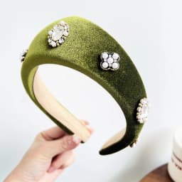 1pc European and American Velvet Headband for Women,Hairbands with Diamonds and Pearls Hair Hoop Lady Headwear Daily Wear
