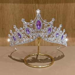 1 simple and versatile fashionable high-end silver purple crown suitable for daily hair accessories
