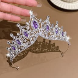 1 simple and versatile fashionable high-end silver purple crown suitable for daily hair accessories