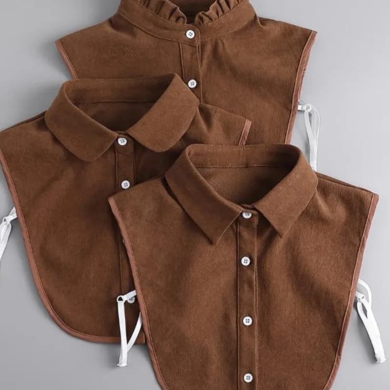 Women Vintage Brown Faux Collar Shirt Warm & Stylish Perfect For Layering Casual Attire Vintage Style Shirt, Detachable Collars