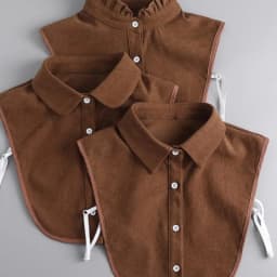 Women Vintage Brown Faux Collar Shirt Warm & Stylish Perfect For Layering Casual Attire Vintage Style Shirt, Detachable Collars