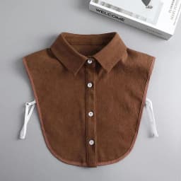Women Vintage Brown Faux Collar Shirt Warm & Stylish Perfect For Layering Casual Attire Vintage Style Shirt, Detachable Collars