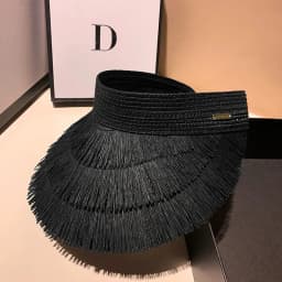 New Designer Fashion Brand Sun Fringe Straw Hat Women's Summer Empty Top Sun Hat Outdoor Parma UV Protection Beach Sun Hat