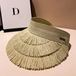 New Designer Fashion Brand Sun Fringe Straw Hat Women's Summer Empty Top Sun Hat Outdoor Parma UV Protection Beach Sun Hat