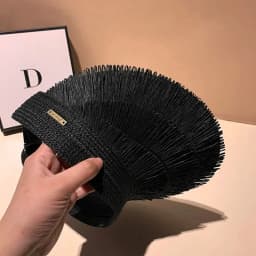 New Designer Fashion Brand Sun Fringe Straw Hat Women's Summer Empty Top Sun Hat Outdoor Parma UV Protection Beach Sun Hat