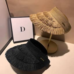 New Designer Fashion Brand Sun Fringe Straw Hat Women's Summer Empty Top Sun Hat Outdoor Parma UV Protection Beach Sun Hat