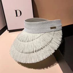 New Designer Fashion Brand Sun Fringe Straw Hat Women's Summer Empty Top Sun Hat Outdoor Parma UV Protection Beach Sun Hat