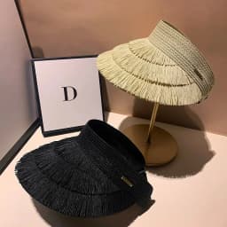 New Designer Fashion Brand Sun Fringe Straw Hat Women's Summer Empty Top Sun Hat Outdoor Parma UV Protection Beach Sun Hat