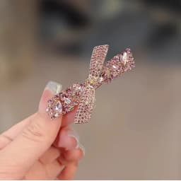 High-end Purple Crystal Rhinestone Bow Hairpin Sweet Women's Bangs Side Clip Hair Clip Exquisite Korean Style Hair Accessories