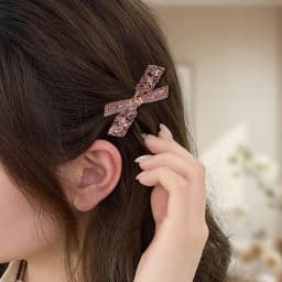 High-end Purple Crystal Rhinestone Bow Hairpin Sweet Women's Bangs Side Clip Hair Clip Exquisite Korean Style Hair Accessories