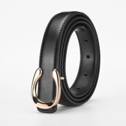 Women's C-shaped Smooth Buckle PU Belt Fashionable Versatile Dress Sweater Casual Pants Belt Simple Ladies Banquet Gifts