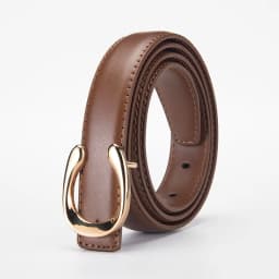 Women's C-shaped Smooth Buckle PU Belt Fashionable Versatile Dress Sweater Casual Pants Belt Simple Ladies Banquet Gifts