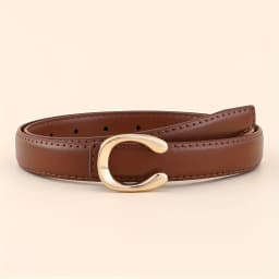 Women's C-shaped Smooth Buckle PU Belt Fashionable Versatile Dress Sweater Casual Pants Belt Simple Ladies Banquet Gifts