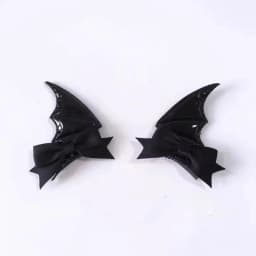 2pcs Demon Bat Clip Gothic Halloween Costume Accessories Funky Bow Headpiece for Photo Cosplay Creative Outfits