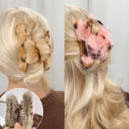 Luxury Large Plush Otter Rabbit Hair Claw Clip for Women, Elegant Fuzzy Chunky Hair Clip, Big Volume Bun Maker Shark Clip